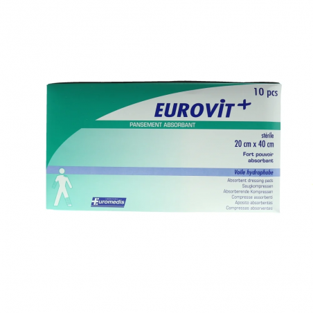 Pansement absorbant stérile Eurovit+ 20x40cm (boite de 10)