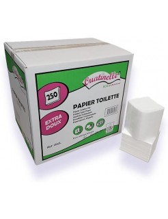 Papier hygiénique Ouatinelle plié 250 feuillets pure ouate 11x17 (carton de 36 paquets)