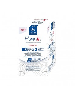 Compresses stériles non tissées LCH PURE SN40 7.5x7.5cm 40G (Boite de 80 sachets de 2)