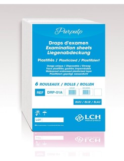 Draps d'examen plastifiés bleus LCH 50x38cm 68m (Carton de 6 rouleaux)