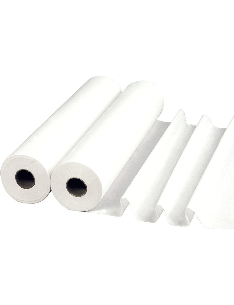 Lot de 2 - Drap d’Examen Ouate Recyclée 2 Plis Lisse Blanc M'Roll 50x35 cm