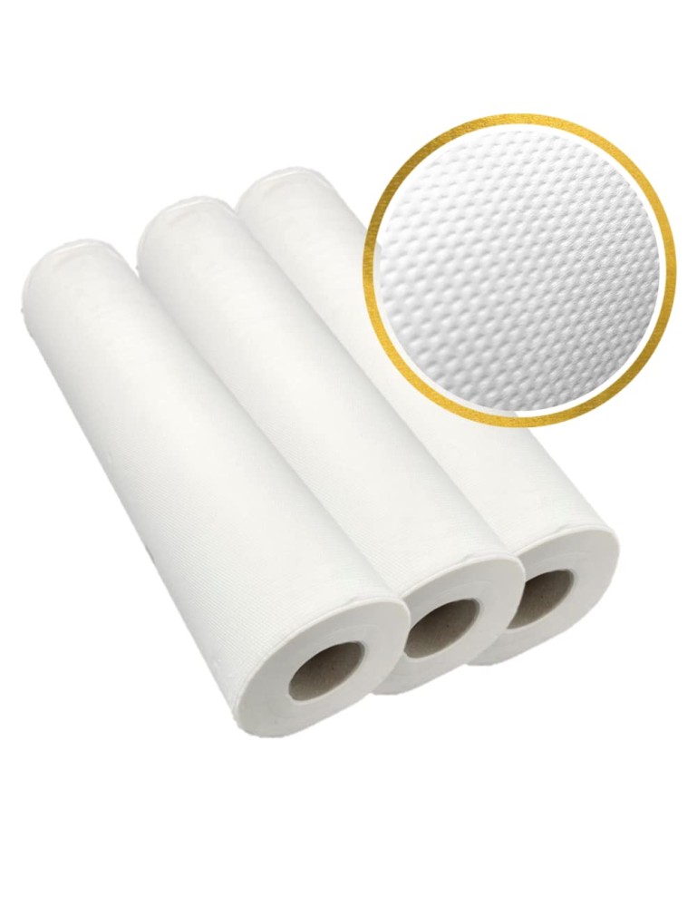 Lot de 3 - Drap d’Examen Ouate Recyclée 2 Plis Lisse Blanc M'Roll 50x35 cm