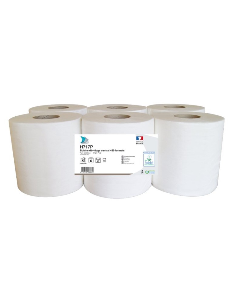 Bobine papier essuie-mains à dévidage central T450 – H717P - 2 plis – 6 rouleaux – Global Hygiène