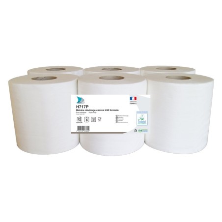 Bobine papier essuie-mains à dévidage central T450 – H717P - 2 plis – 6 rouleaux – Global Hygiène