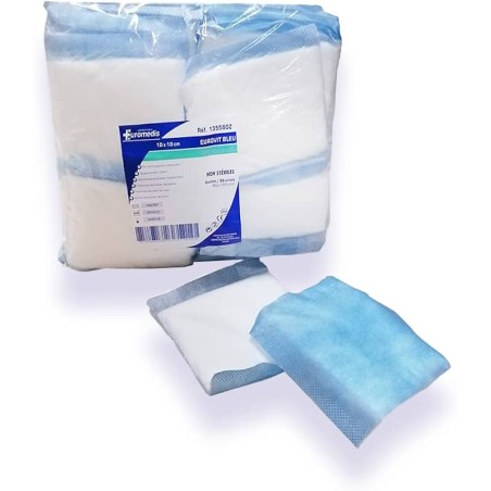 Pansement absorbant non adhérant non stérile Eurovit Bleu - 10x10cm -Euromedis (Sachet de 50)