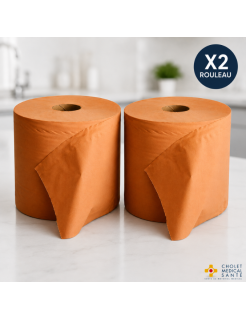 Bobine d'essuyage industrielle chamois T1000 - 20x25cm - 2 plis - Pack de 2