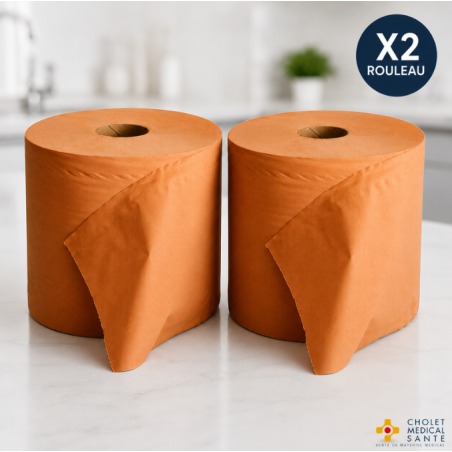 Bobine d'essuyage industrielle chamois T1000 - 20x25cm - 2 plis - Pack de 2