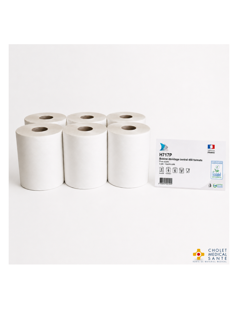 Bobine papier essuie-mains à dévidage central T450 – H717P - 2 plis – 6 rouleaux – Global Hygiène
