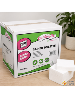 Papier hygiénique Ouatinelle plié 250 feuillets pure ouate 11x17 (carton de 36 paquets)