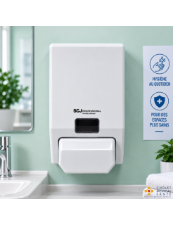 Distributeur SCJ Savon/Gel hydroalcoolique Manuel Blanc Soft-touch 1L