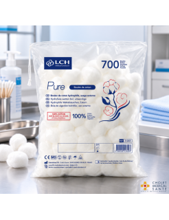 LCH Pure – Boules de coton hydrophile blanc 100 % coton – Sachet de 700