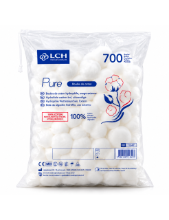 LCH Pure – Boules de coton hydrophile blanc 100 % coton – Sachet de 700