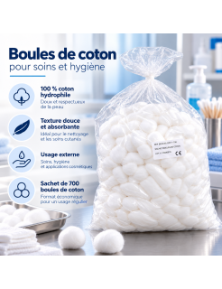 Boules de coton pour nettoyage de la peau – Utilisation lors des soins d'hygiène