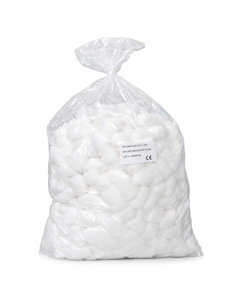 Boules de coton blanc hydrophile – Sachet de 700 unités pour soins et hygiène