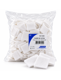 EUROMEDIS – Carrés de coton blanc hydrophile 5 × 5 cm – Sachet de 500 unités