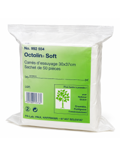 HARTMANN Octolin Soft – Carrés d'essuyage 30 × 37 cm – Sachet de 50 pièces