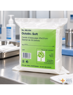HARTMANN Octolin Soft – Carrés d'essuyage 30 × 37 cm – Sachet de 50 pièces