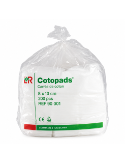 L&R Cotopads – Carrés de coton hydrophile doux et absorbants – 8 x 10 cm – Sachet de 200 pièces