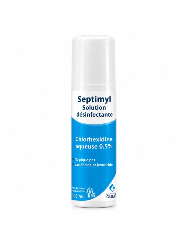 GILBERT Septimyl – Solution désinfectante à la chlorhexidine aqueuse 0,5 % – Flacon 100 mL