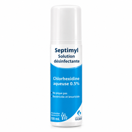 GILBERT Septimyl – Solution désinfectante à la chlorhexidine aqueuse 0,5 % – Flacon 100 mL