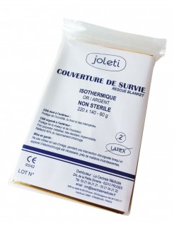 Couverture de survie polyesther métallisée or/argent Joleti