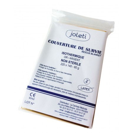 Couverture de survie polyesther métallisée or/argent Joleti