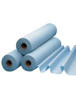 Draps d'examen plastifiés bleus LCH 50x38cm 68m (Carton de 6 rouleaux)