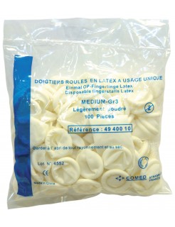 Doigtier roulé latex sans poudre médium n°3 (sachet de 100)