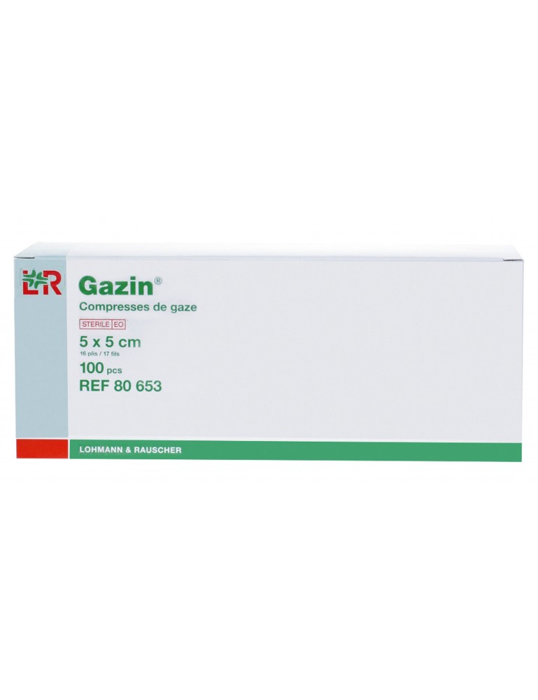 Compresses de gaze stériles GAZIN 5x5cm 16 plis (100 sachets individuels)