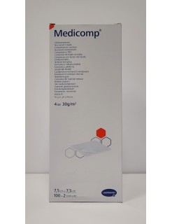 Compresses non tissées stériles MEDICOMP 4 plis 7.5x7.5cm 30G (Boîte de 100 sachets de 2)